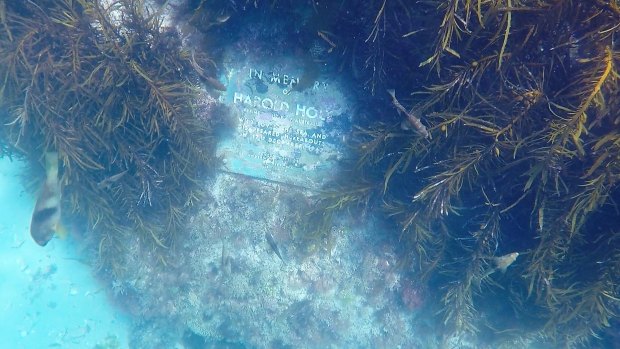 Beneath the turbulent waters of Cheviot Beach lies a memorial to Harold Holt.