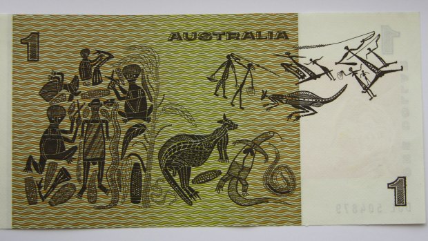 The Australian $1 note features Aboriginal artwork, including a painting by David Malangi.