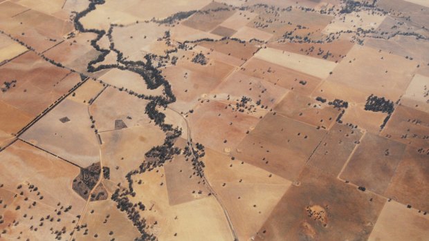 An aerial view of the drought-affected farms. 