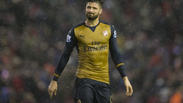 Disappointed: Arsenal's Olivier Giroud after his team's 3-3 draw.