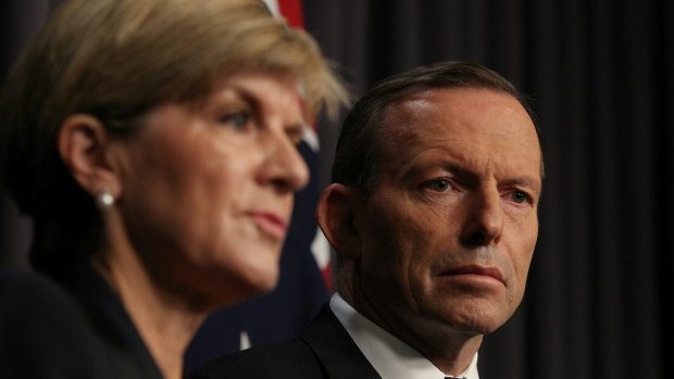 Foreign Affairs Minister Julie Bishop and Prime Minister Tony Abbott address the media after the executions of Andrew Chan and Myuran Sukumaran.