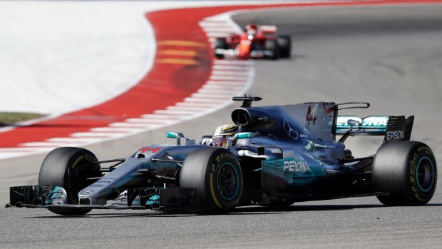Mercedes driver Lewis Hamilton on his way to victory in the US Grand Prix.