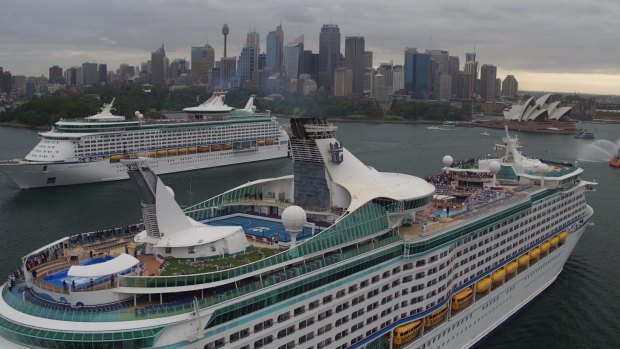 Voyager and Explorer of the Seas in Sydney Harbour.