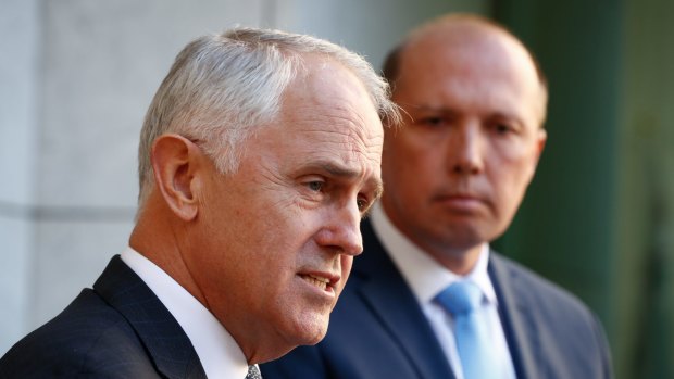Prime Minister Malcolm Turnbull and Immigration Minister Peter Dutton unveil details of the 457 visa shake-up in April.