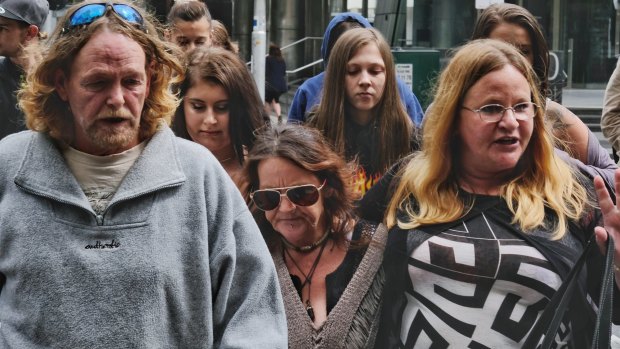 Relatives and friends of Amber Beard leave the County Court in Melbourne on Tuesday.