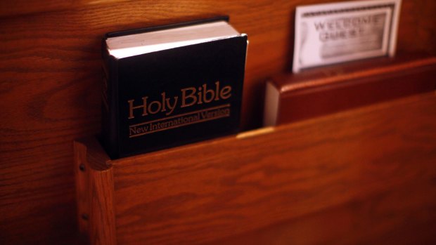 A bible in the pew at a church in Des Moines, Iowa, on Dec. 11, 2011. Conservative Christian voters in Iowa cannot agree on which Republican presidential candidate to support, finding faults based on principle or electability. (Eric Thayer/The New York Times)