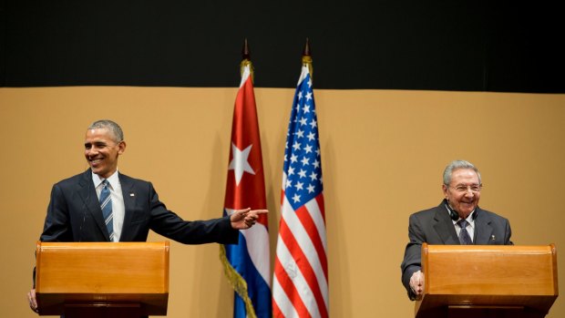 US President Barack Obama and Cuban President Raul Castro during Mr Obama's historic visit to Havana in March 2016.