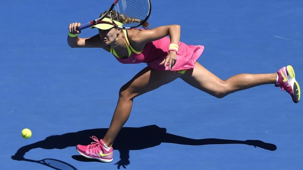 Eugenie Bouchard in action against Caroline Garcia during their third round match at the Australian Open. 