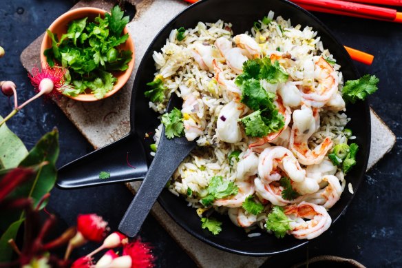 Kylie Kwong's fried rice with plump king prawns.