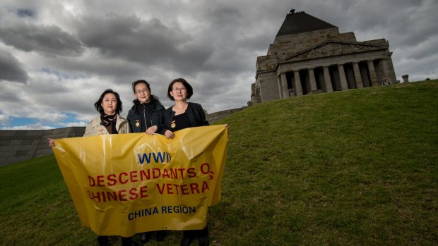 Ruth Zhai, left, Kathy Xue and Qifang Wang will represent Chinese WWII veterans on Anzac Day.