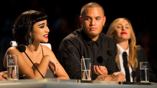 X Factor NZ judge Stan Walker eyeballs  Natalia Kills. 