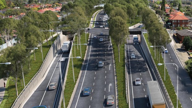 Artist's impression of WestConnex entry and exit in Haberfield. An entrance of similar scale would be built at Parramatta Road at Sydney University if an interchange was build there.