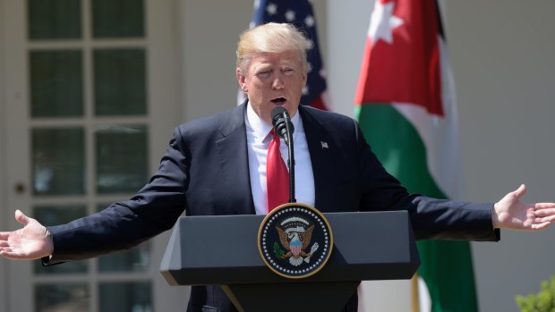 President Donald Trump speak during a news conference on Wednesday.