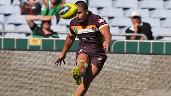 Out with Mitchell Pearce: Jayden Nikorima, pictured here in action for the Brisbane Broncos.