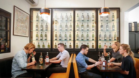 Inside the tiny Melbourne Whisky Room above Whisky & Alement.