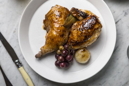 The daily roast changes from burnished chicken (pictured) to lamb shoulder that caves at a nudge.