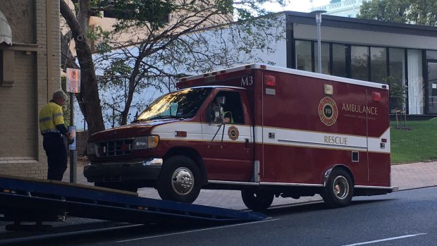 A New York City-style ambulance being delivered on Margaret Street for the shoot.