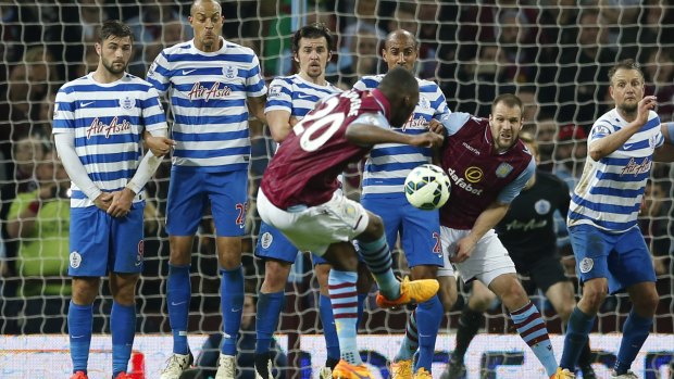 Benteke scores the third goal for Aston Villa.
