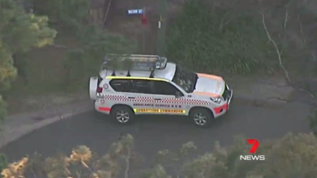A NSW Ambulance vehicle at Wentworth Falls on Friday, where a woman fell to her death.