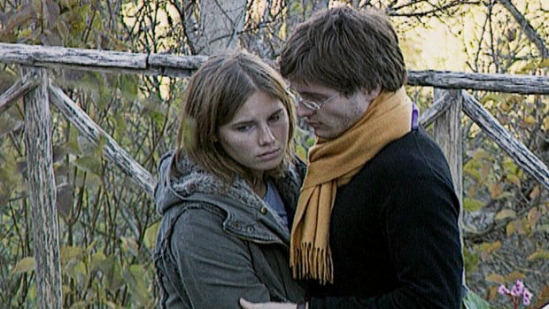 Amanda Knox and Raffaele Sollecito pictured the day after Meredith Kercher was murdered. 