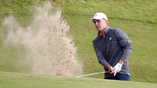 Open leader Jordan Spieth plays out of the bunker during Saturday's third round of the British Open at Royal Birkdale.