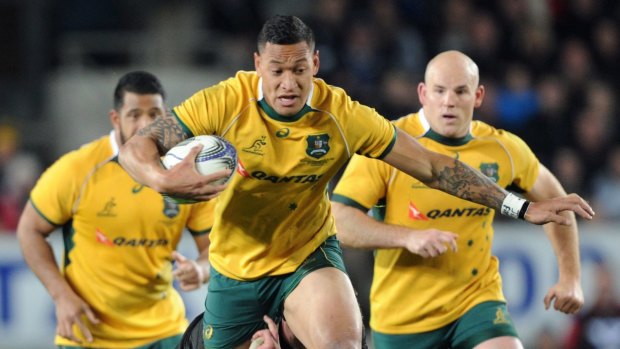 Gamebreakers: Israel Folau, centre, and Stephen Moore, right, will be integral to the Wallabies' hopes.