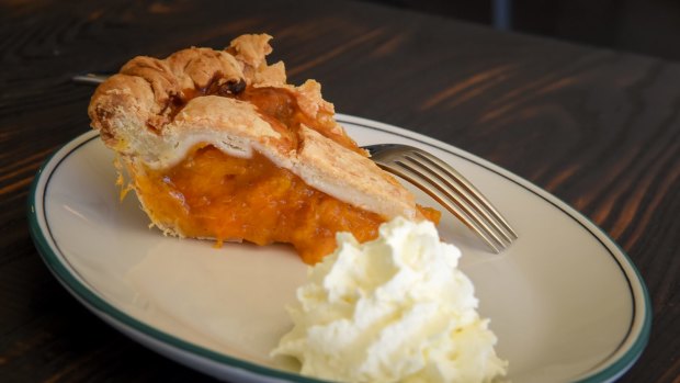 Apricot and cinnamon pie, one of the American-style pies on offer.