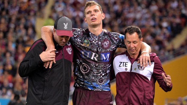 Tom Trbojevic of the Sea Eagles was injured in the match against the Brisbane Broncos on Saturday.