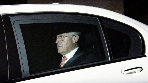 Prime Minister Malcolm Turnbull leaves Justin Hemmes' exclusive Liberal fundraiser in Vaucluse.