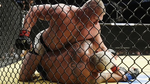 Overpowered: Brock Lesnar dominates Mark Hunt during UFC 200 in Las Vegas.