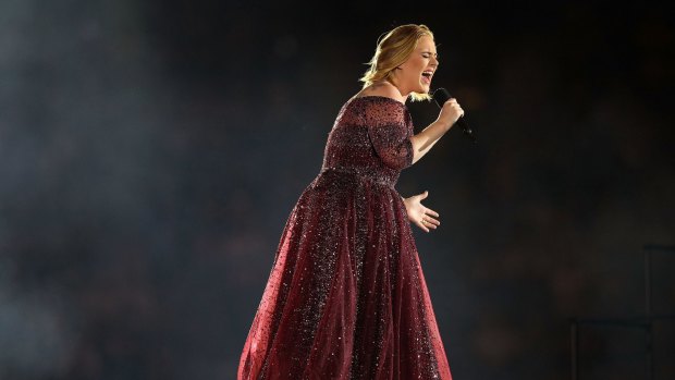 Adele performing at Etihad Stadium on Saturday in Melbourne. 
