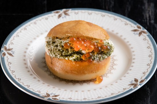 "Bloody delicious": Crab doughnut.