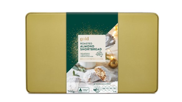 Product and lifestyle images ofÃÂ WoolworthsÃÂ Christmas range 2021. Supplied for Good Food taste test online. Good Food use only. Woolworths Gold Roasted Almond Shortbread