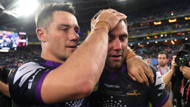 Old firm: Cooper Cronk enjoys the moment with Cameron Smith.
