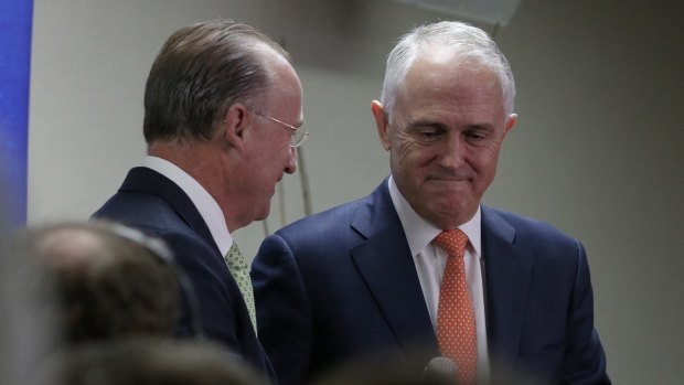 Prime Minister Malcolm Turnbull at a campaign rally for MP Steve Irons in June.