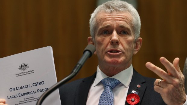 Senator Malcolm Roberts has spoken of a 'cabal' of 'international bankers'.