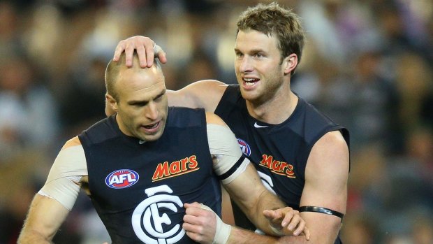Chris Judd and Lachie Henderson: Two who won't be playing at Carlton in 2016.