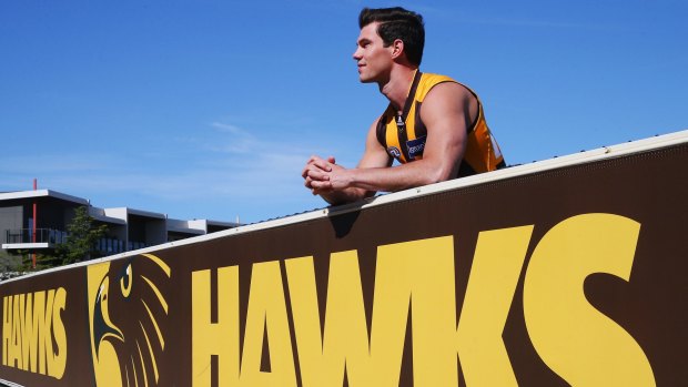 Happy to be a Hawk: new recruit Jaeger O'Meara at Waverley Park.