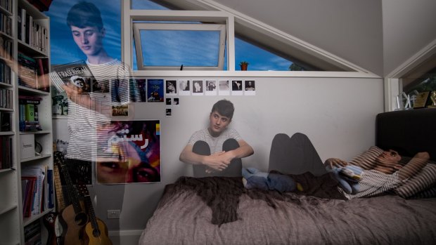 "We wanted to create a very raw, personal, immersive take on teenage mental health from the perspective of teenagers": Nick Ward in his Mosman bedroom. 