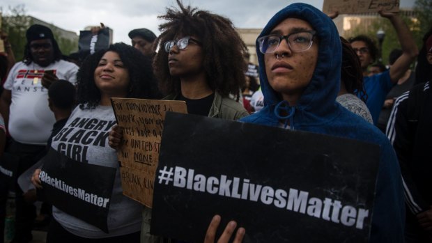 April 2015: A protest in Baltimore over the death of Freddy Gray in police custody.