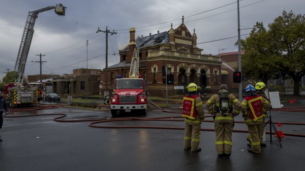 About 50 firefighters helped fight the blaze at the old Moonee Ponds courthouse.