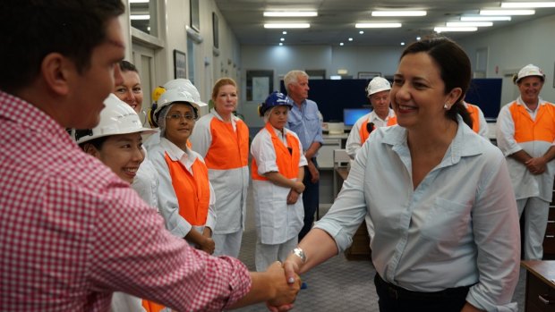 Queensland Premier Anastacia Palaszczuk met with workers at the Teys meatworks on Tuesday.?