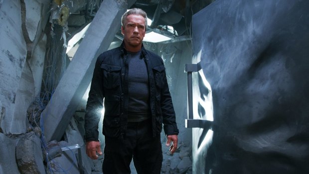 Arnold Schwarzenegger in Terminator Genisys, another franchise monster.