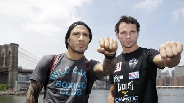 Crossroads: Daniel Geale, right, poses with Miguel Cotto in Brooklyn before Sunday's fight.