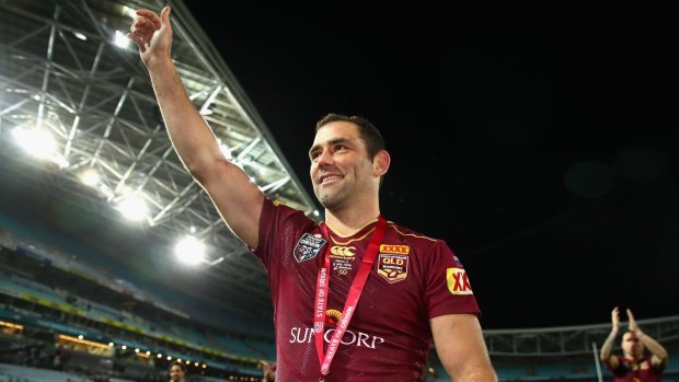 Maroons captain Cameron Smith thanks fans after winning the series.