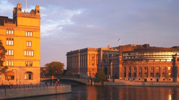 Still operating: Sweden's Government chancellery Rosenbad to the left and the Swedish Parliament to the right.