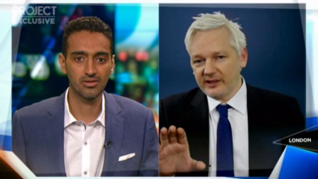Assange spoke to Waleed Aly from the Ecuadorian Embassy in London.