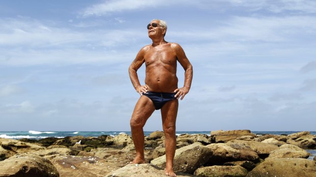 Good life: Nick Iliopolous, 83, on Bronte Beach. The secret to his longevity is salad, sea and sun. 