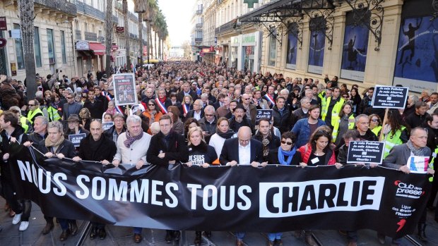 Solidarity: A rally in Paris in support of the people killed in the Charlie Hebdo satirical magazine massacre.