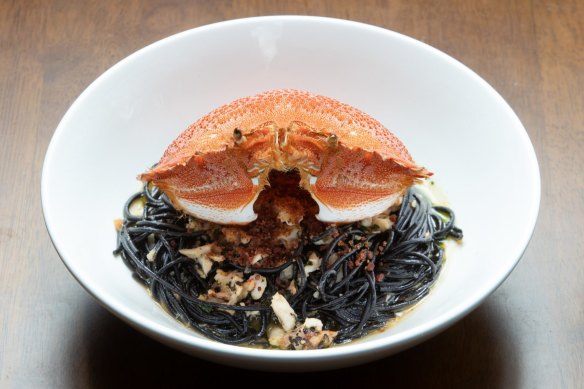 Go-to dish: Squid ink fettuccine with spanner crab.